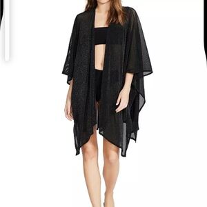 Steve Madden Black Sparkle Flowy Ruana Poncho